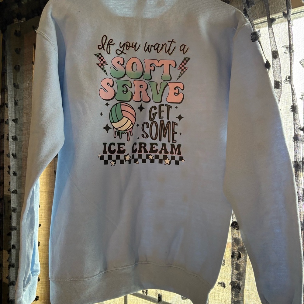 NWOT Light Blue 'Soft Serve' Graphic Sweatshirt - Women's Cozy Pullover
